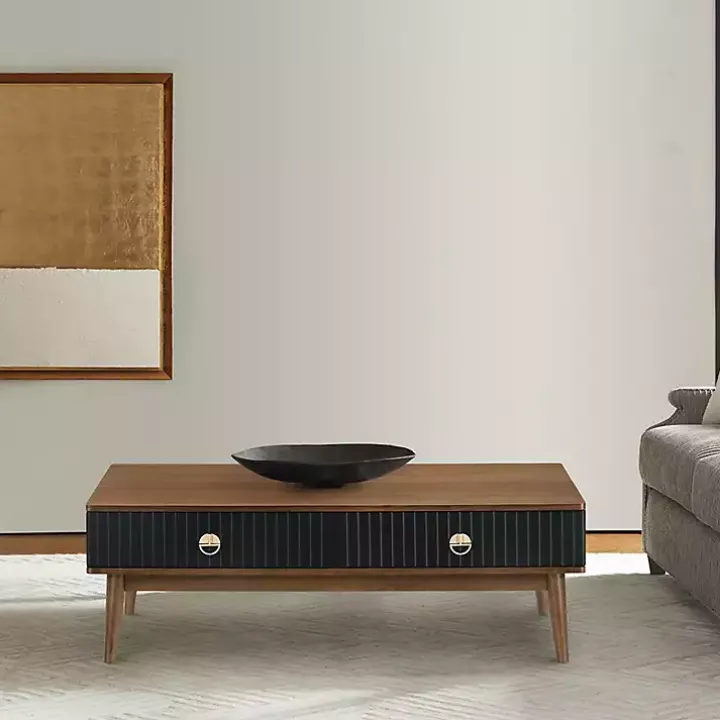 Black & Walnut Soft-Close Wood Coffee Table