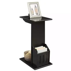 Black Accent Table with Magazine Holder