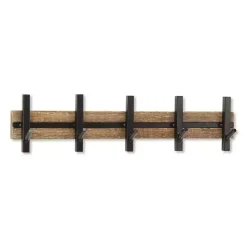 Black and Brown 5-Hook Coat Rack
