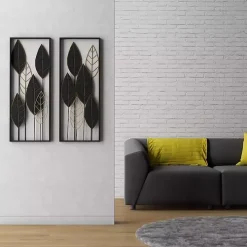 Black and Gold Metal Leaves Wall Plaque