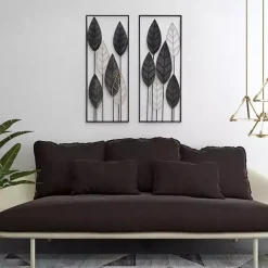 Black and Gold Metal Leaves Wall Plaque