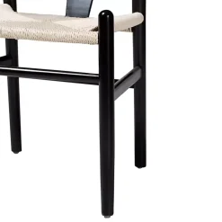 Black and Tan Wishbone Dining Chairs, Set of 2
