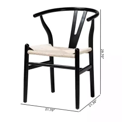 Black and Tan Wishbone Dining Chairs, Set of 2