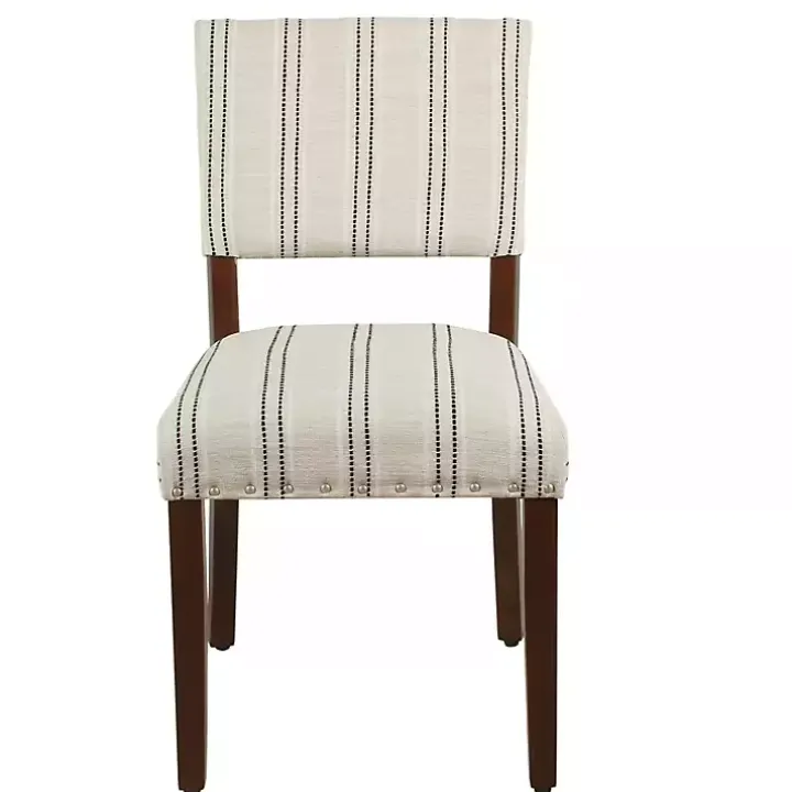 Black and White Striped Dining Chairs, Set of 2