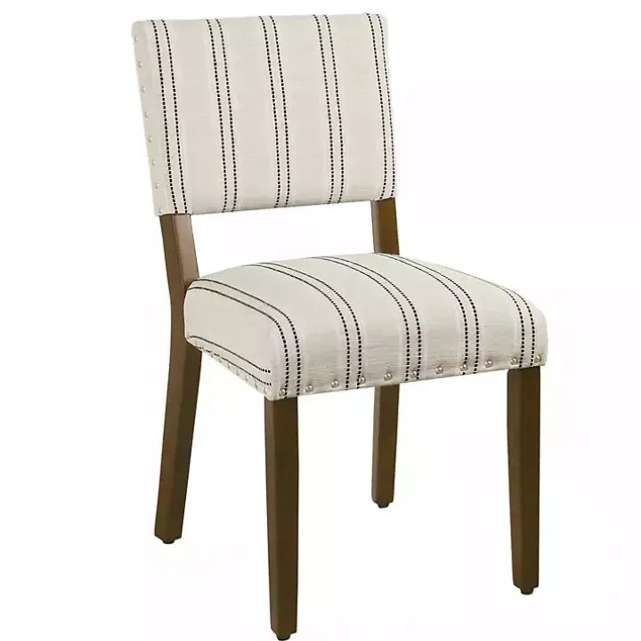 Black and White Striped Dining Chairs, Set of 2