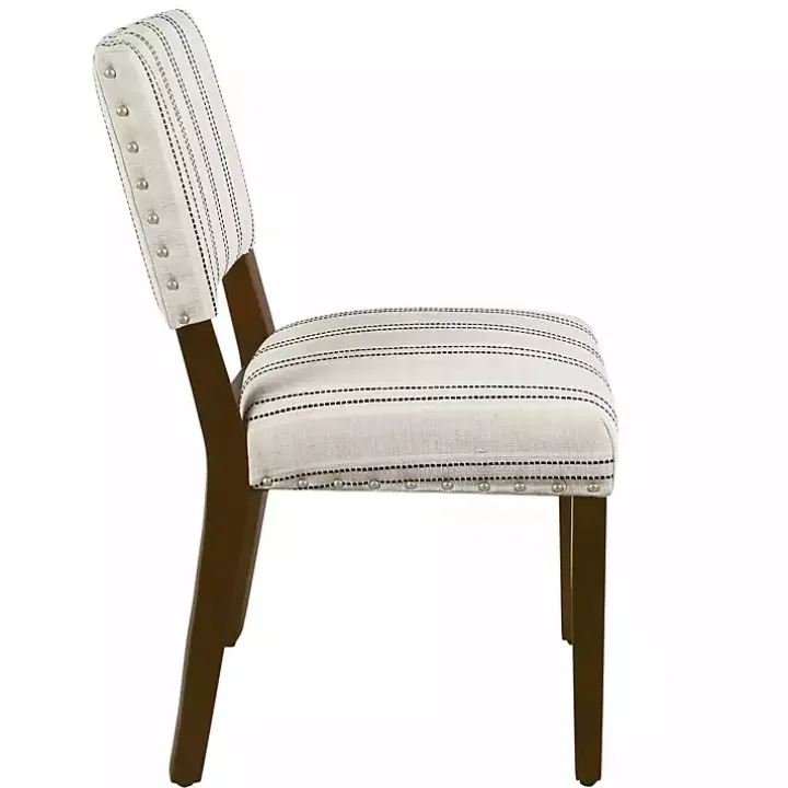 Black and White Striped Dining Chairs, Set of 2