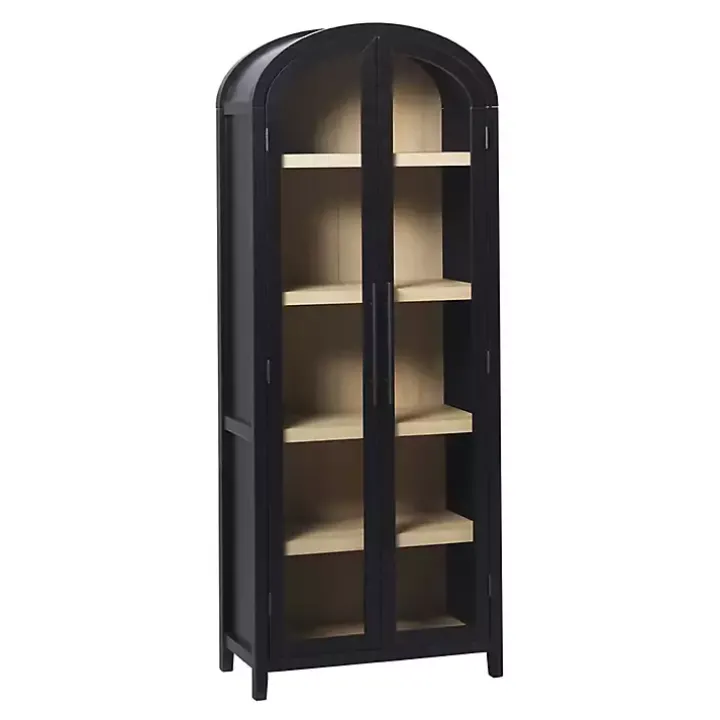 Black Arched Glass Doors Chantelle Bookcase