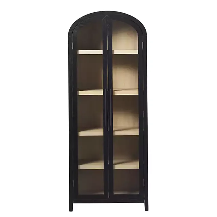 Black Arched Glass Doors Chantelle Bookcase