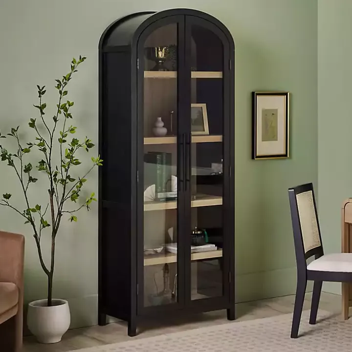 Black Arched Glass Doors Chantelle Bookcase