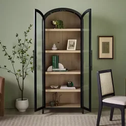 Black Arched Glass Doors Chantelle Bookcase