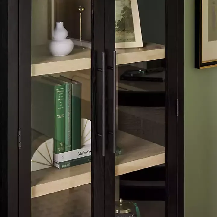 Black Arched Glass Doors Chantelle Bookcase