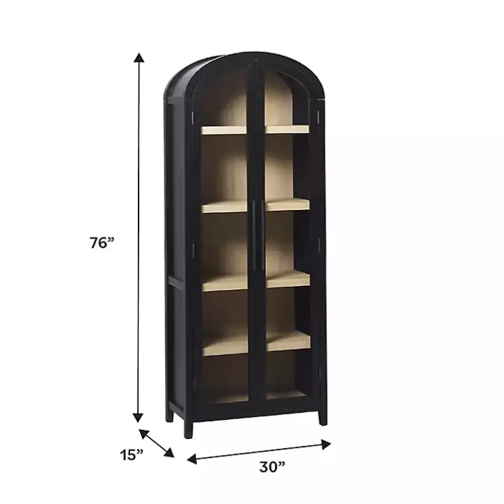 Black Arched Glass Doors Chantelle Bookcase