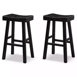 Black Backless Cooper Bar Stools, Set of 2