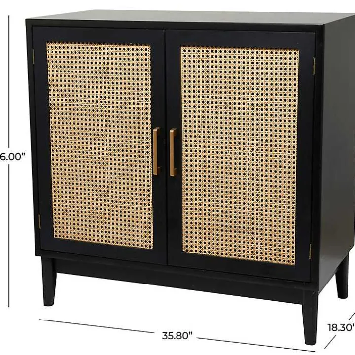 Black Cane 2-Door Media Cabinet