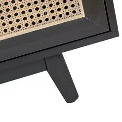 Black Cane Wood Storage Media Cabinet