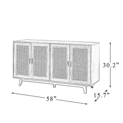Black Cane Wood Storage Media Cabinet