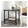 Black Carved Pinewood Farmhouse Accent Table