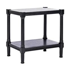 Black Carved Pinewood Farmhouse Accent Table