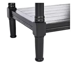 Black Carved Pinewood Farmhouse Accent Table