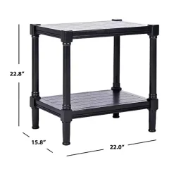 Black Carved Pinewood Farmhouse Accent Table