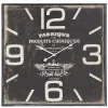 Black Distressed Wood Face Square Clock
