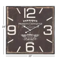 Black Distressed Wood Face Square Clock