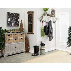 Black Distressed Wood Face Square Clock