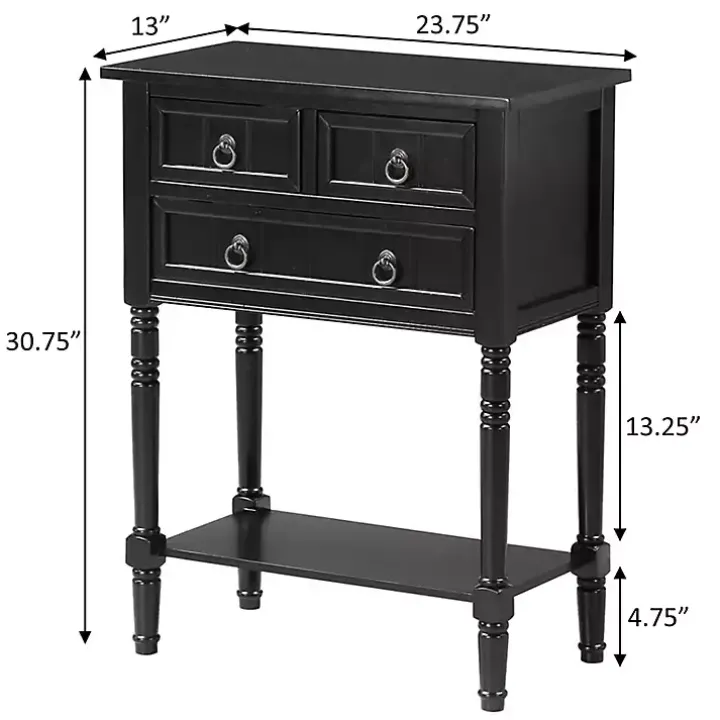 Black 3-Drawer Turned Legs Accent Table