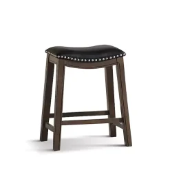 Black Ella Saddle Counter Stool with Nailhead Trim