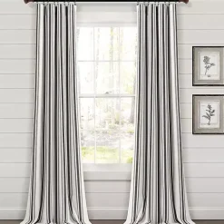 Black Farmhouse Stripe Curtain Panel Set, 108 in.