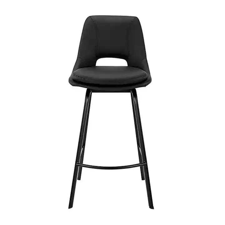 Black Faux Leather Carise Swivel Bar Stool
