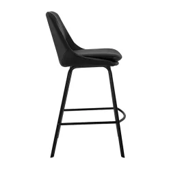 Black Faux Leather Carise Swivel Bar Stool