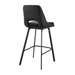 Black Faux Leather Carise Swivel Bar Stool