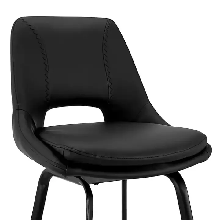 Black Faux Leather Carise Swivel Bar Stool