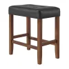 Black Faux Leather Madison Walnut Counter Stool