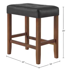 Black Faux Leather Madison Walnut Counter Stool
