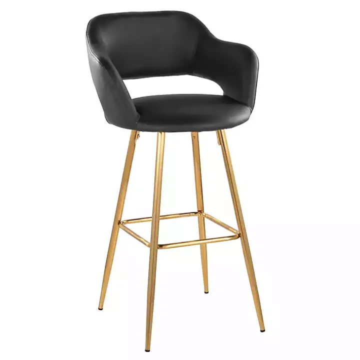 Black Faux Leather Marge Bar Stools, Set of 2