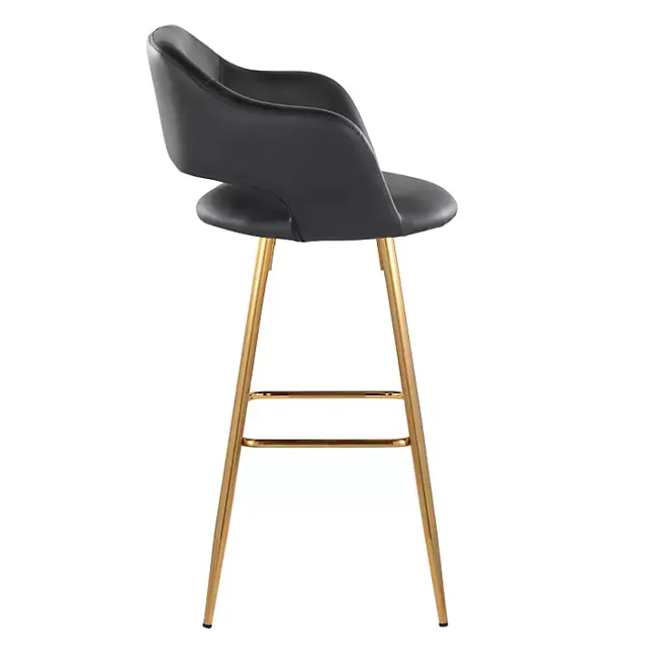 Black Faux Leather Marge Bar Stools, Set of 2