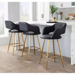 Black Faux Leather Marge Counter Stools, Set of 2