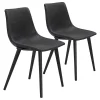 Black Faux Leather Scoop Dining Chairs, Set of 2