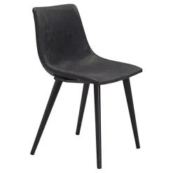 Black Faux Leather Scoop Dining Chairs, Set of 2