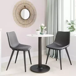 Black Faux Leather Scoop Dining Chairs, Set of 2