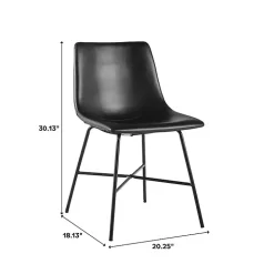 Black Faux Leather Scoop Dining Chairs, Set of 2