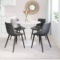 Black Faux Leather Scoop Dining Chairs, Set of 2