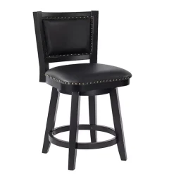 Black Faux Leather Upholstered Counter Stool