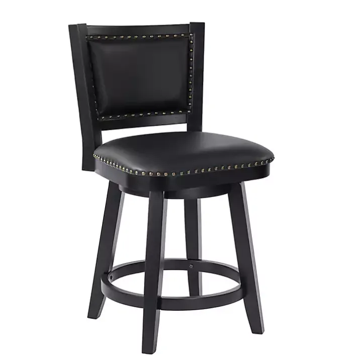 Black Faux Leather Upholstered Counter Stool