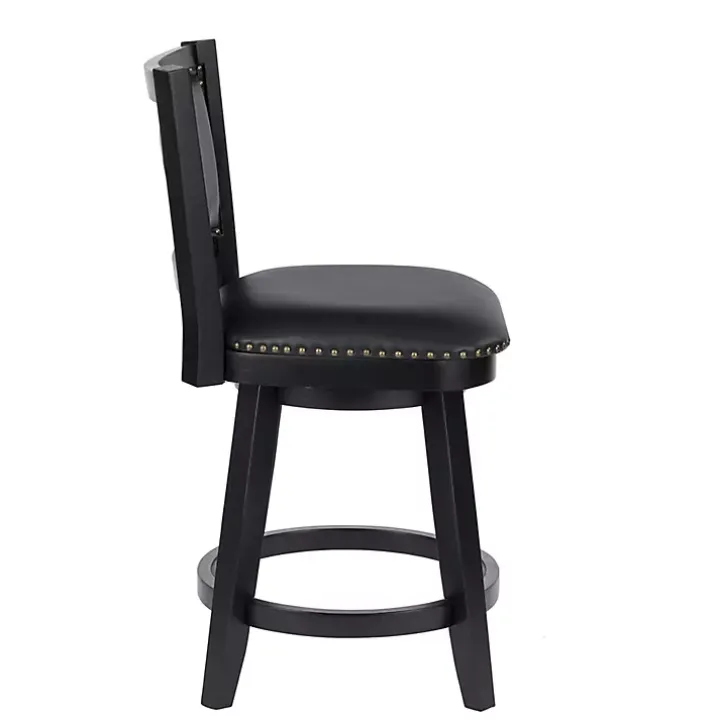 Black Faux Leather Upholstered Counter Stool