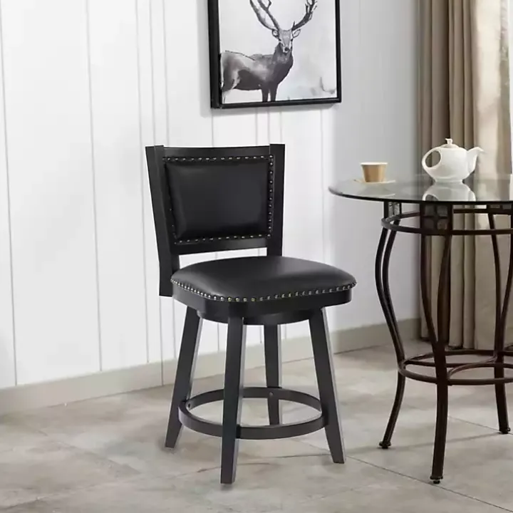Black Faux Leather Upholstered Counter Stool