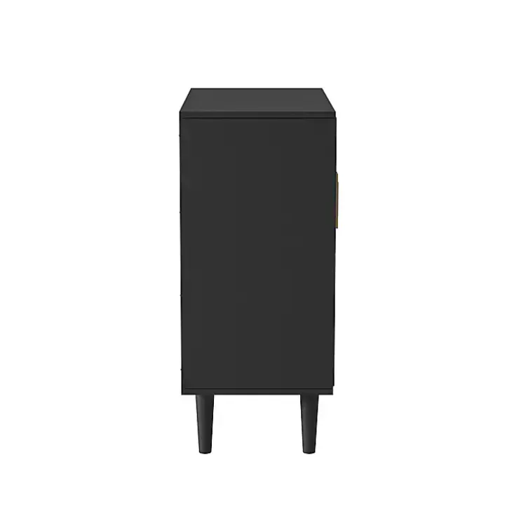 Black Geometric Gold Handle Cabinet