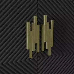 Black Geometric Gold Handle Cabinet